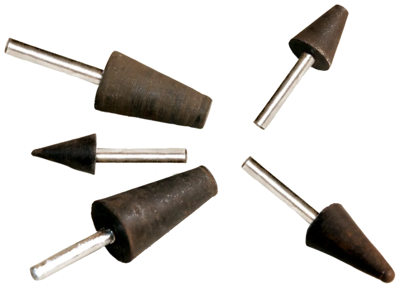 Tapered cone points on steel stems, in several diameters